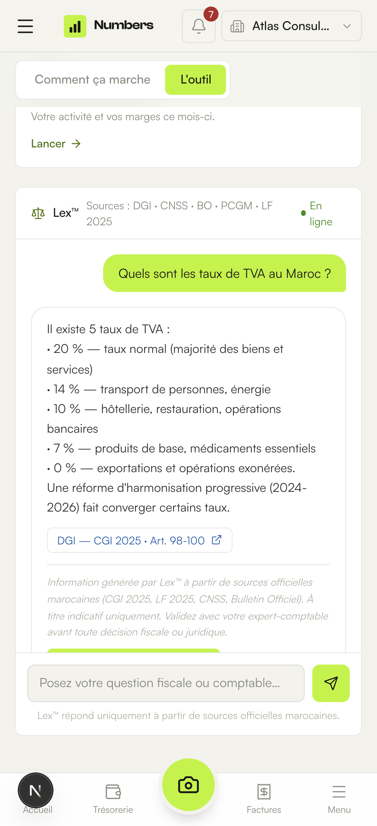 Lex™ sur mobile — diagnostics rapides et réponses fiscales sourcées, dans votre poche.